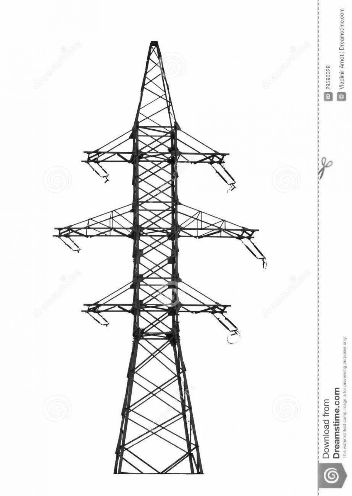 Colorful electric tower coloring pages for kids