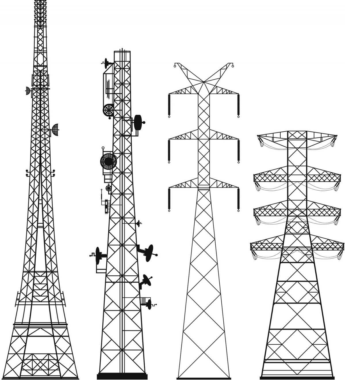 Fun coloring of electric towers for kids