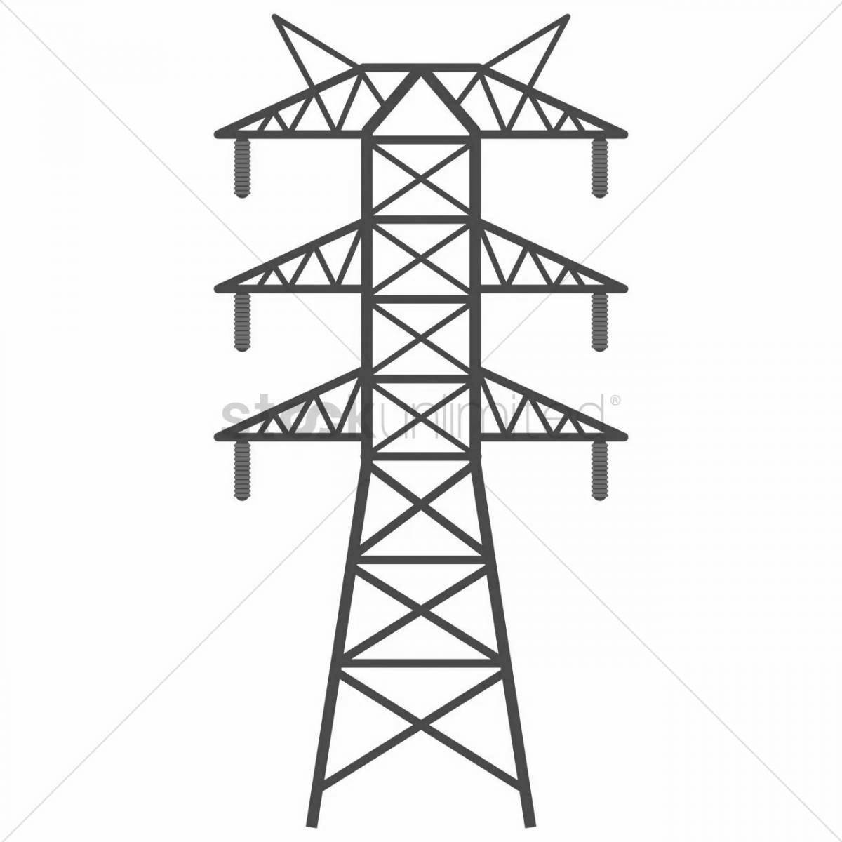 Creative electric tower coloring pages for kids