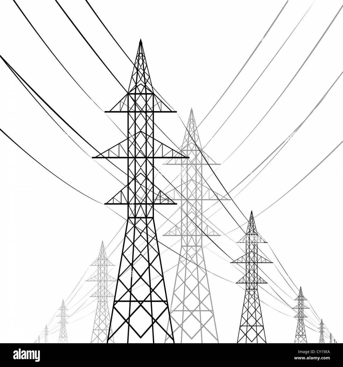 Funny electric towers coloring pages for kids