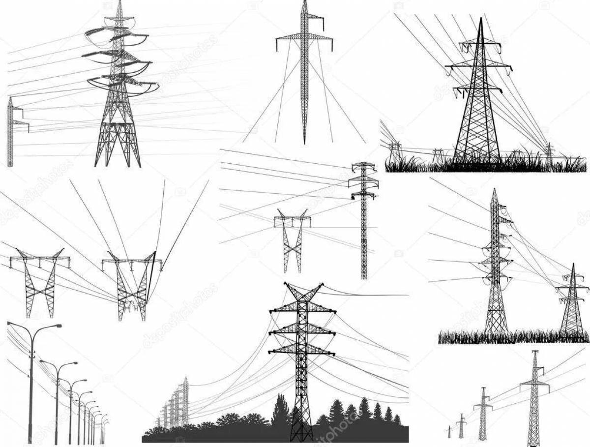 Fun coloring of electric towers for kids