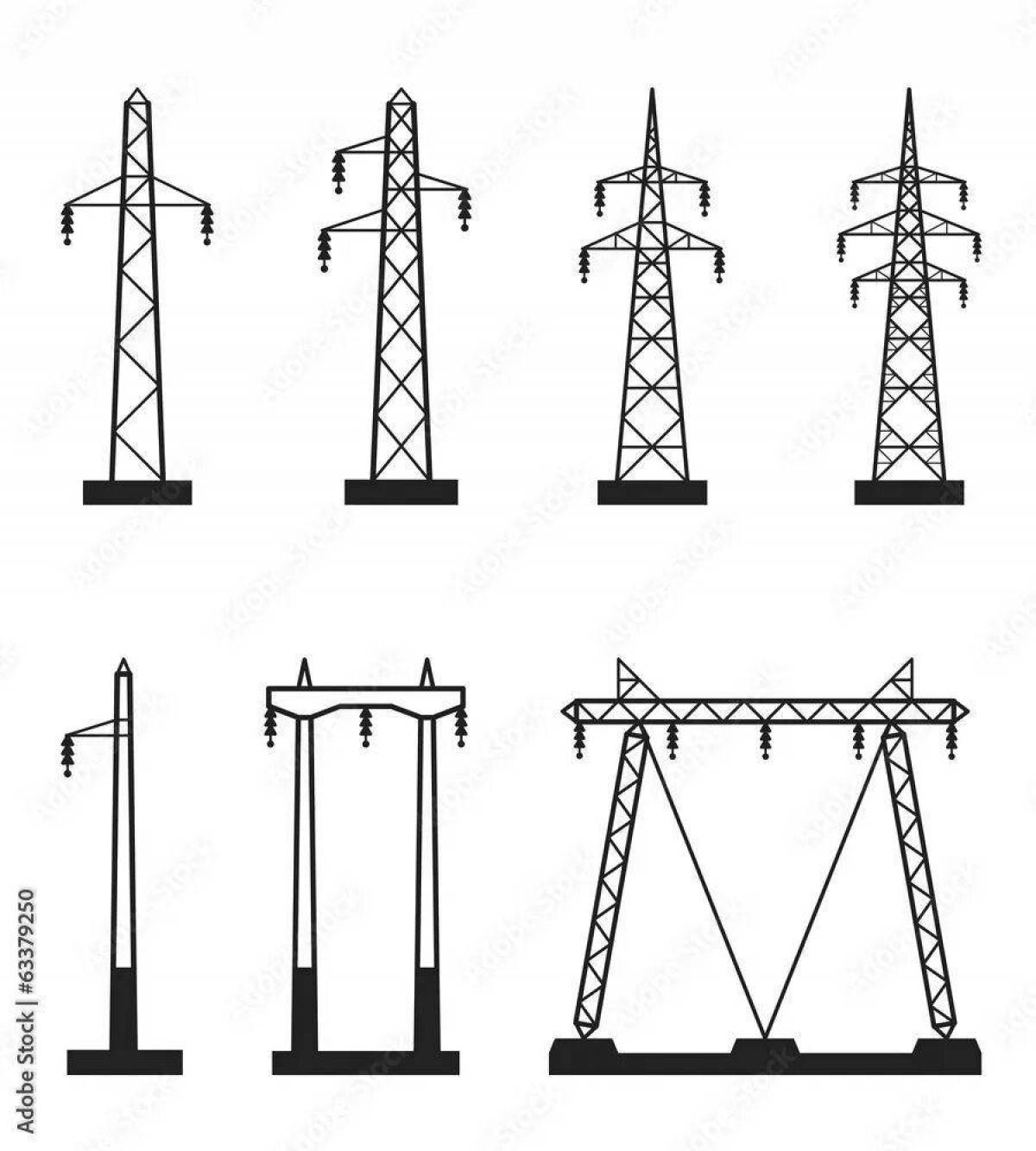 Fabulous electric towers coloring pages for kids