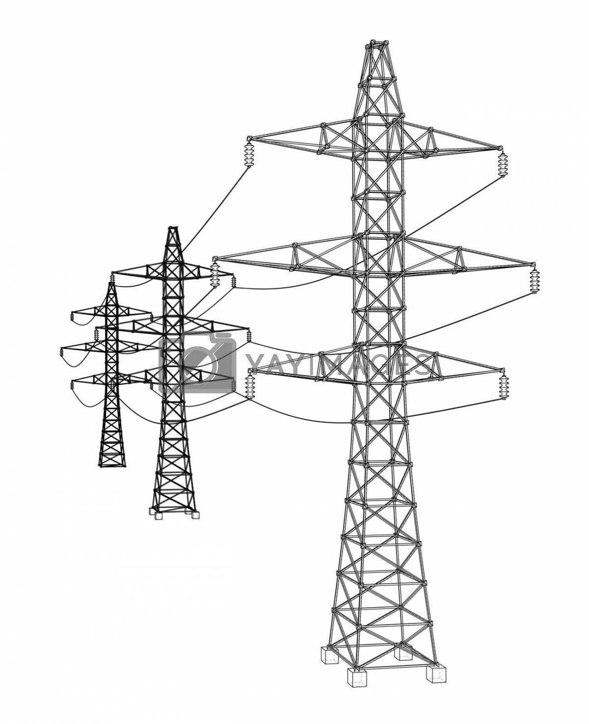 Amazing electric towers coloring pages for kids