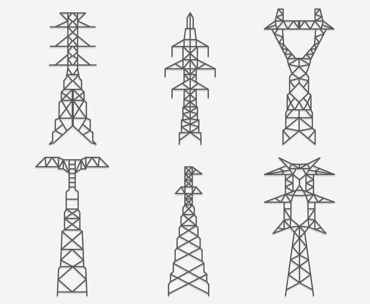 Adorable electric towers coloring pages for kids