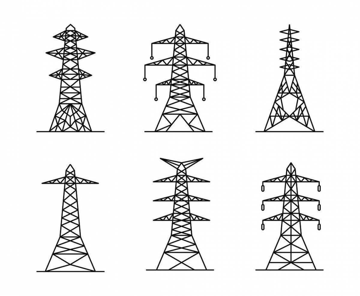 Exquisite electric towers coloring pages for kids