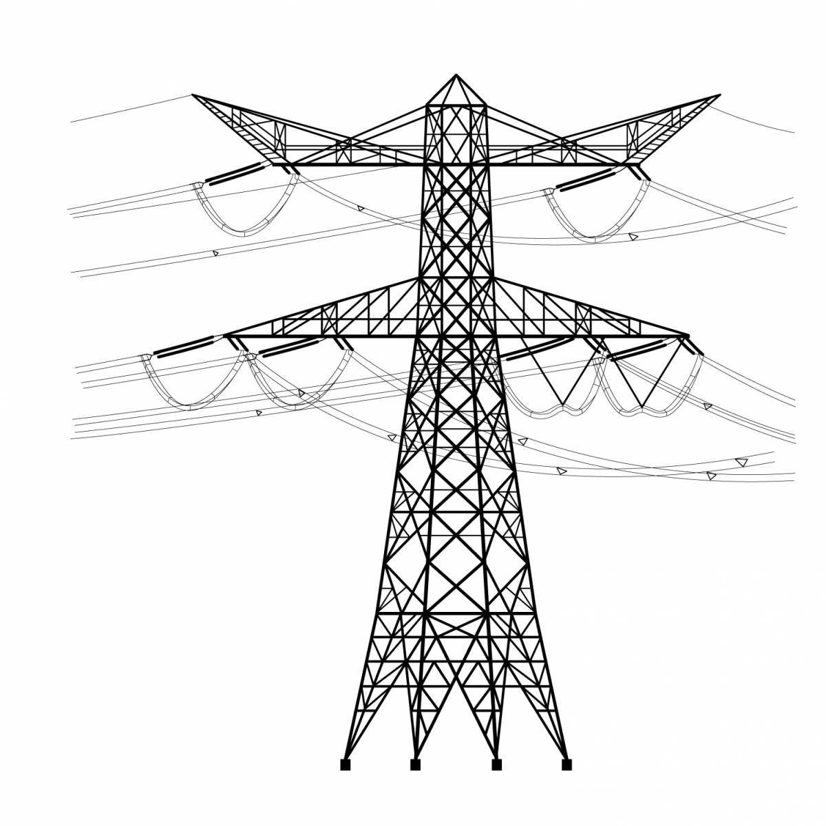 Shiny electric towers coloring pages for kids