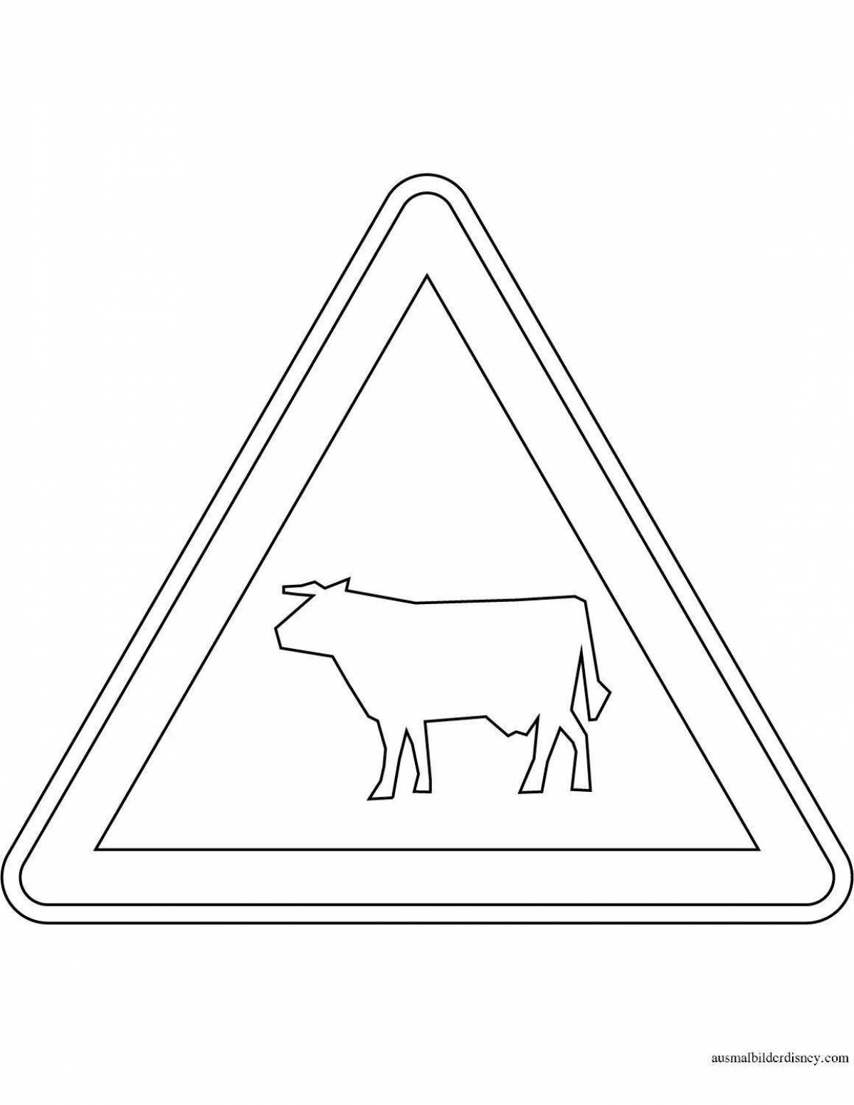 Яркая раскраска знак правил дорожного движения диких животных