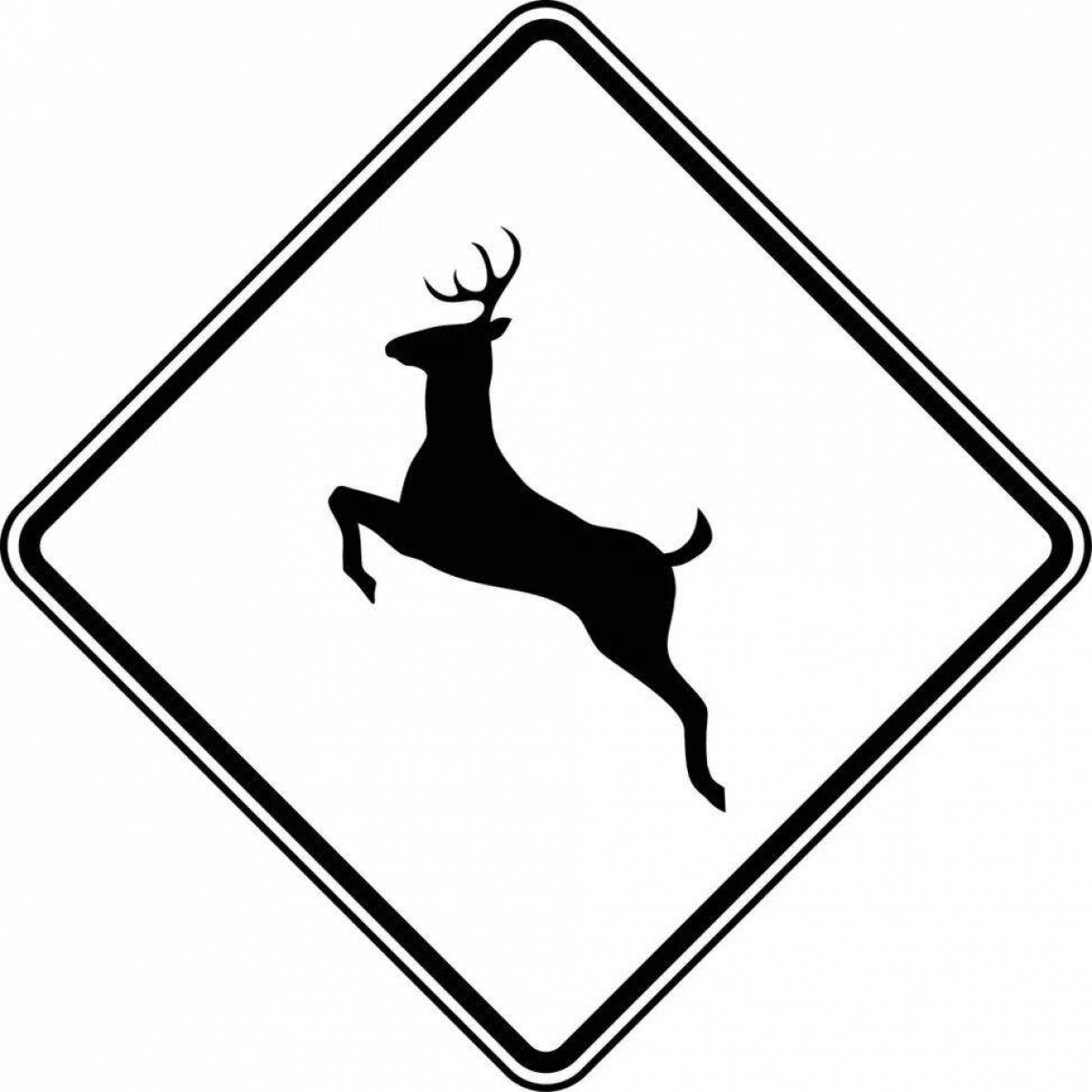 Заманчивая раскраска знак правил дорожного движения диких животных