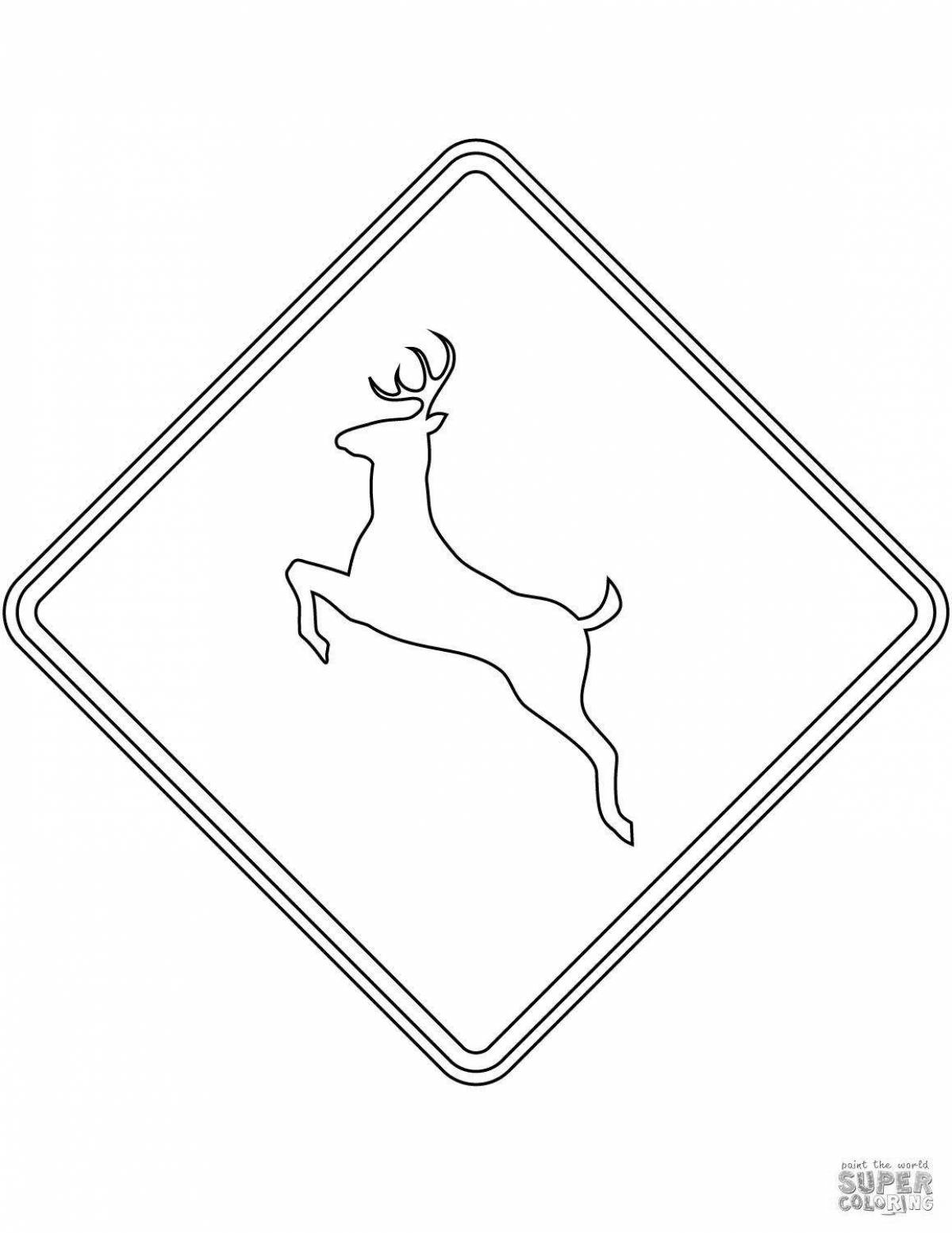 Светящаяся раскраска знак правил дорожного движения диких животных