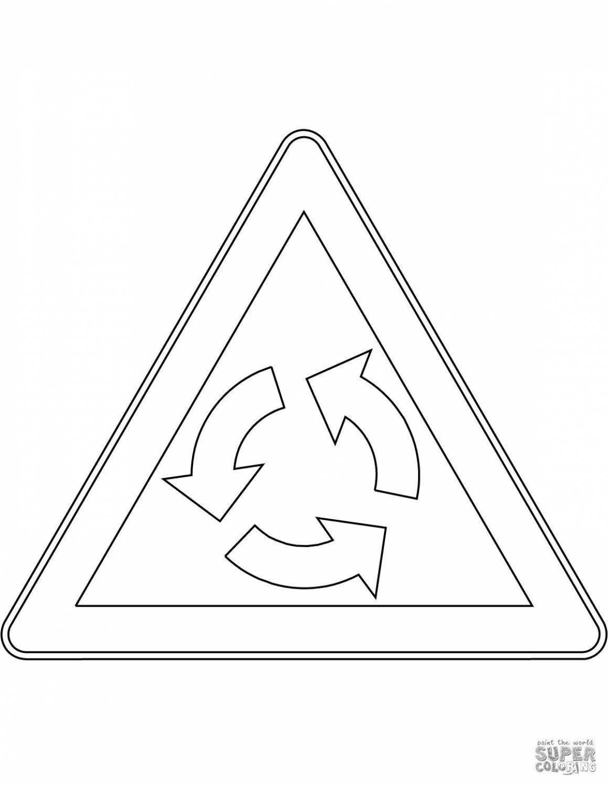 Radiant coloring page wild animal traffic sign