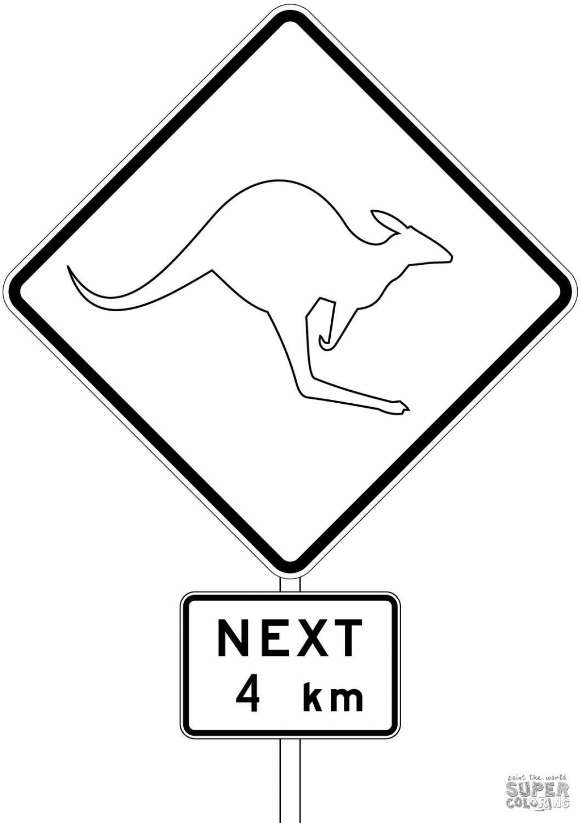 Mystical coloring wild animals traffic sign