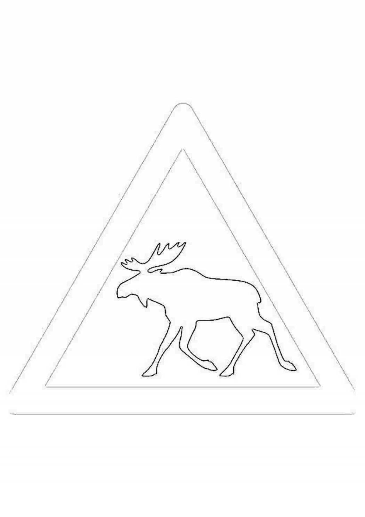 Необычная раскраска знак правил дорожного движения диких животных