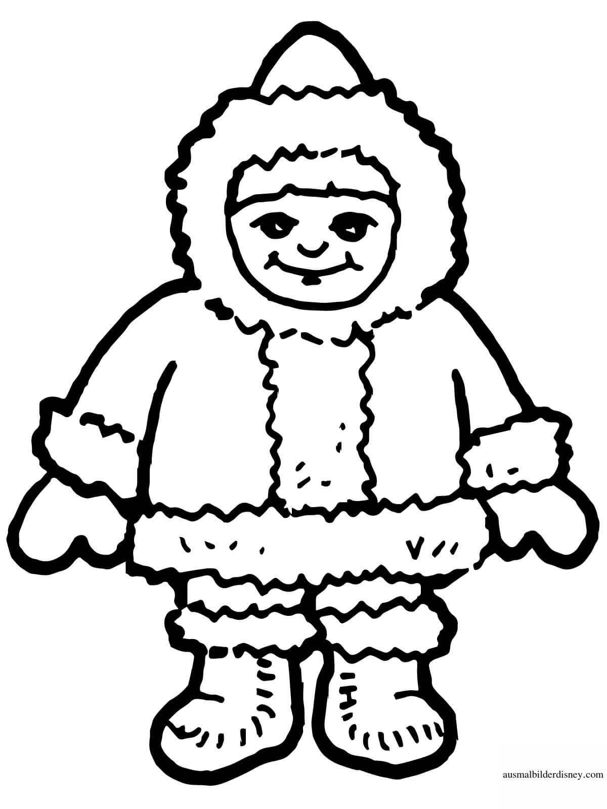 Playful eskimo children coloring page