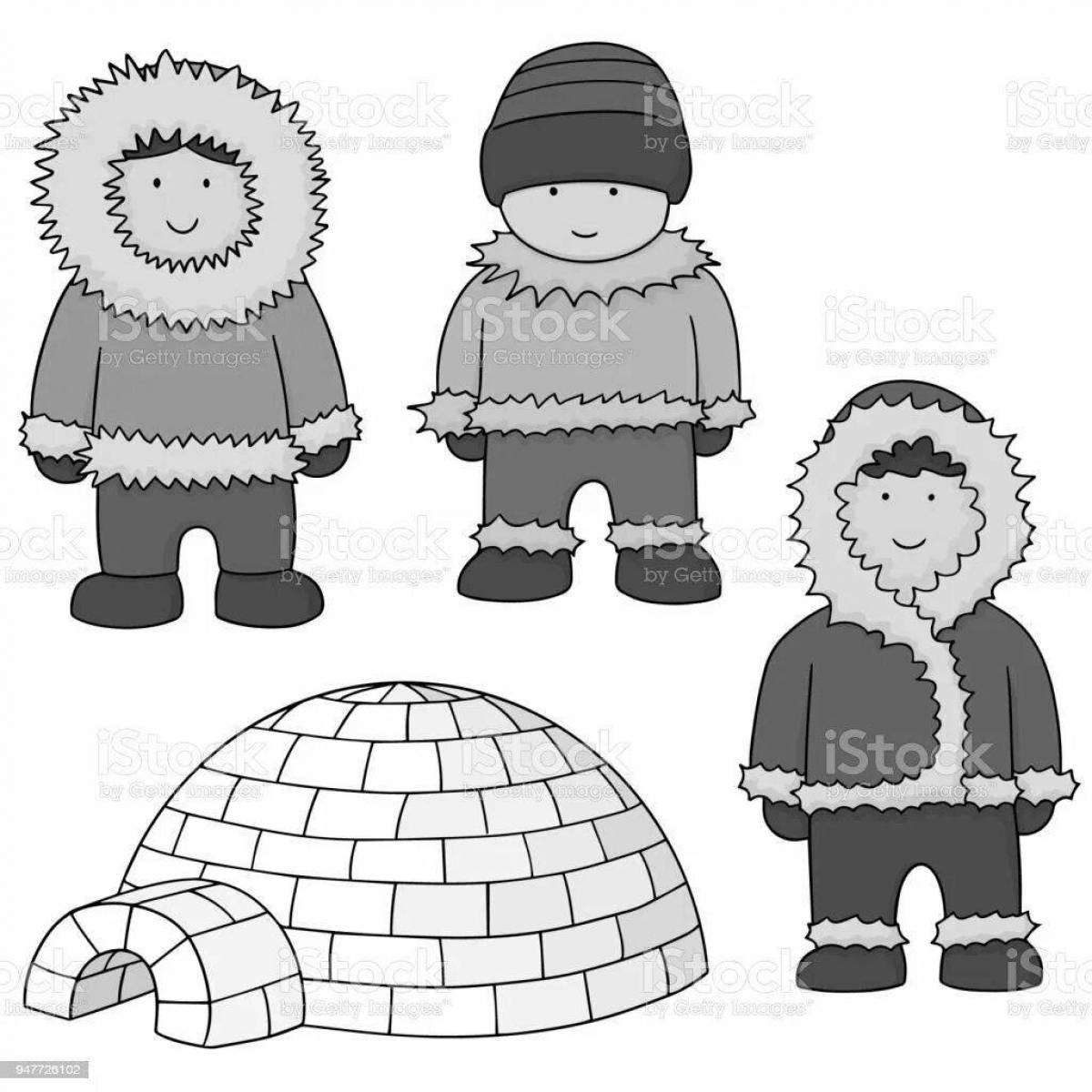 Fun eskimo children coloring pages