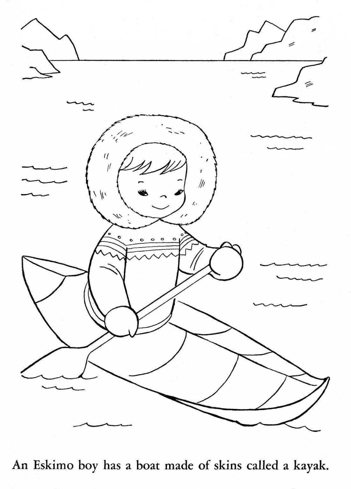 Fun coloring book for eskimo children