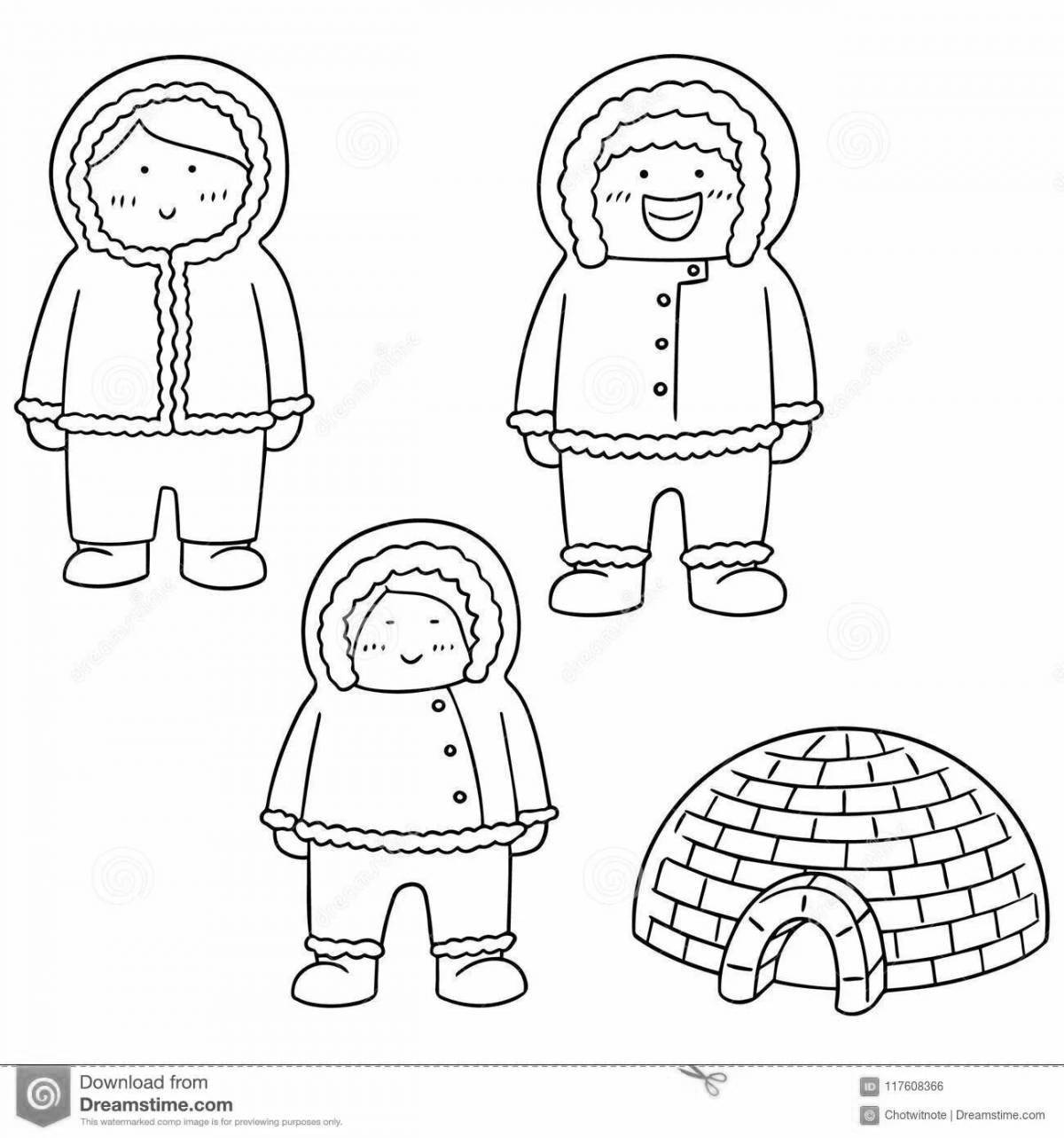 Fun coloring book for Eskimo children