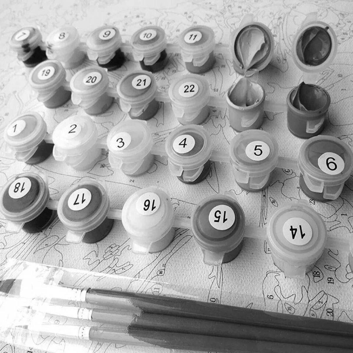 Coloring playful paint dried by numbers