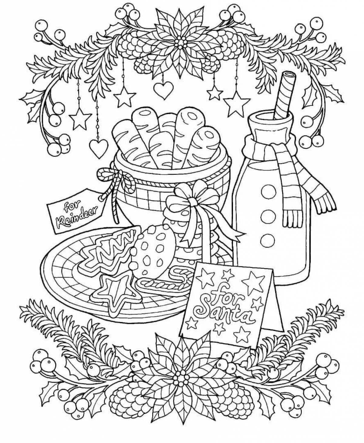 Bright Christmas coloring book for adults