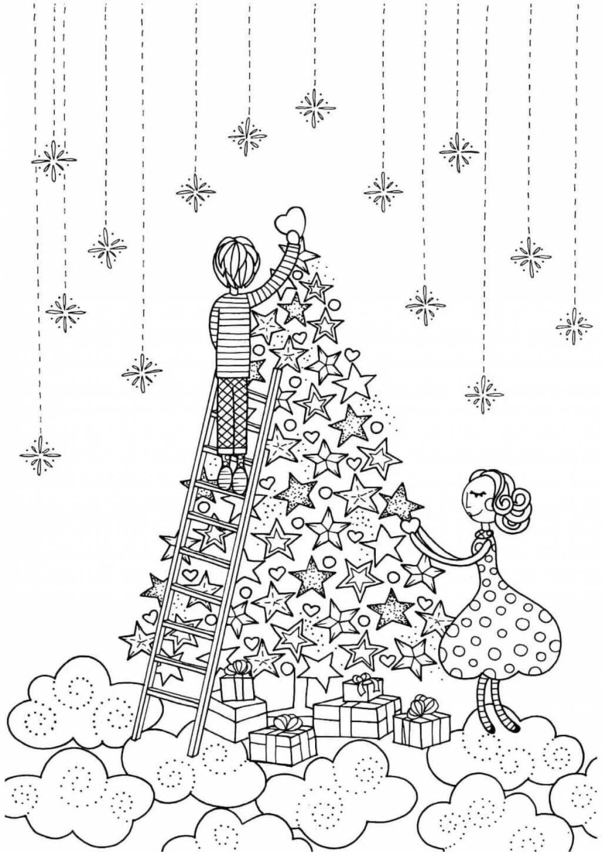 Glowing christmas coloring book for adults
