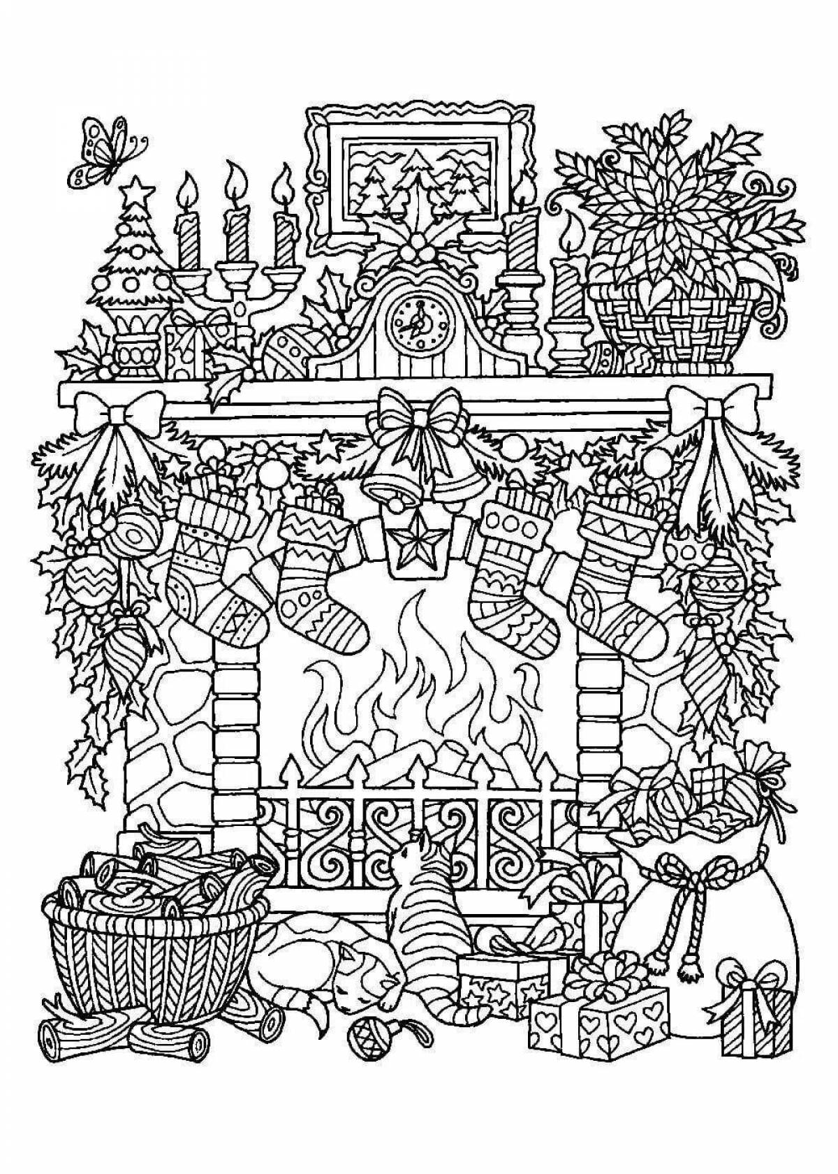Complex Christmas coloring book for adults
