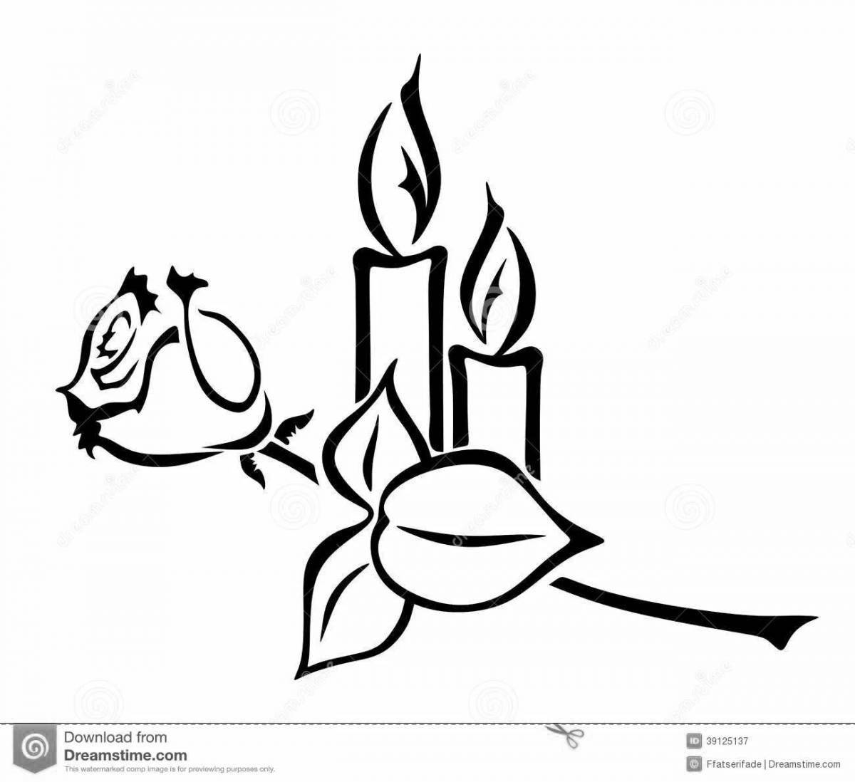 Playful memory candle coloring page for kids