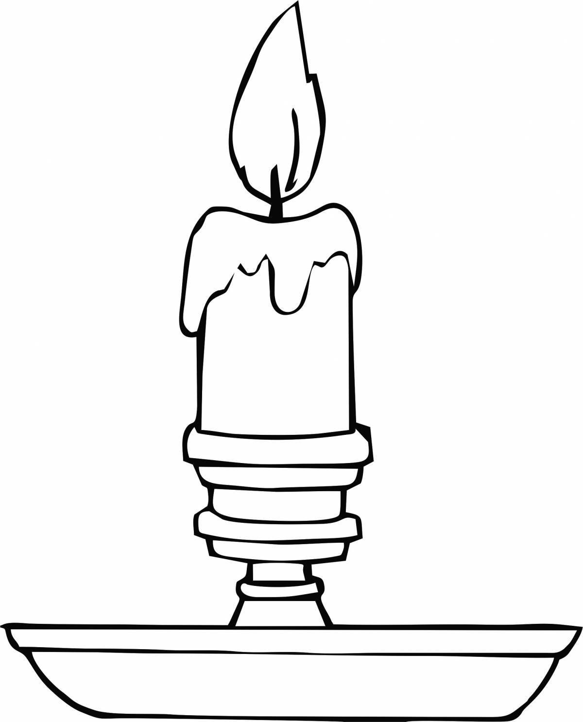 Sparkling Memory Candle Coloring Page for Juveniles