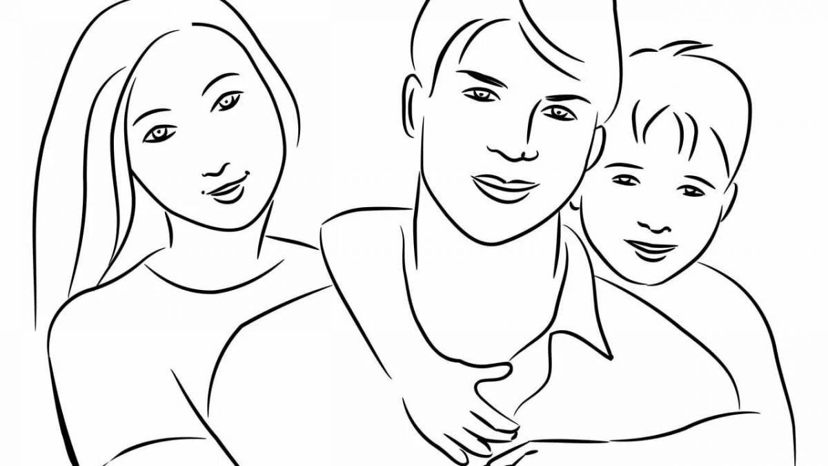 Coloring page content family of 3