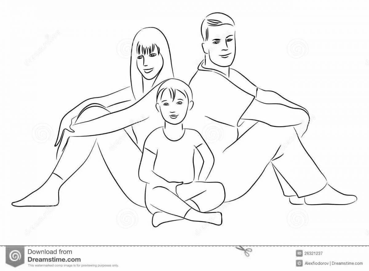 Delighted coloring book family of 3