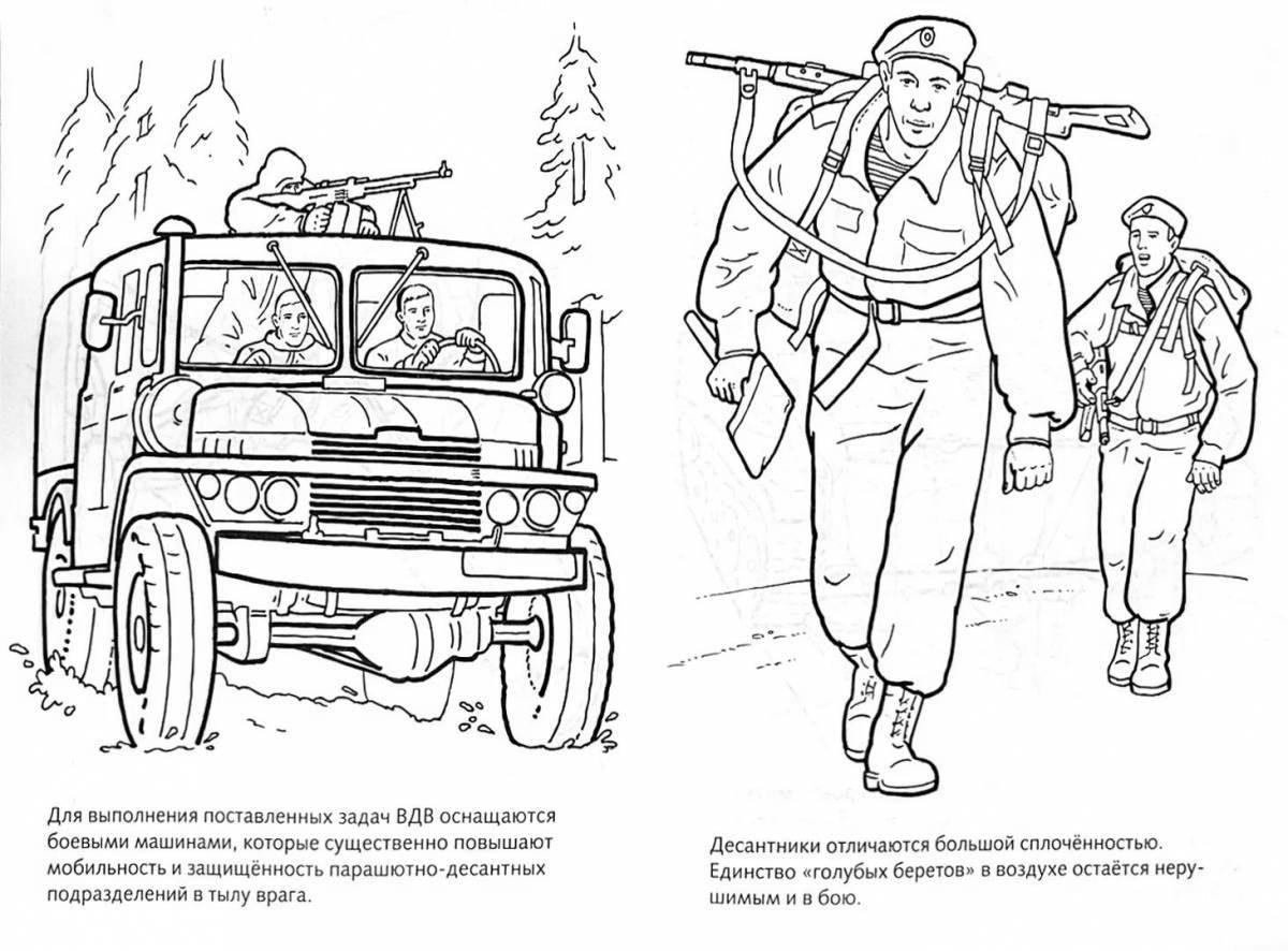 Fun military profession coloring book for preschoolers