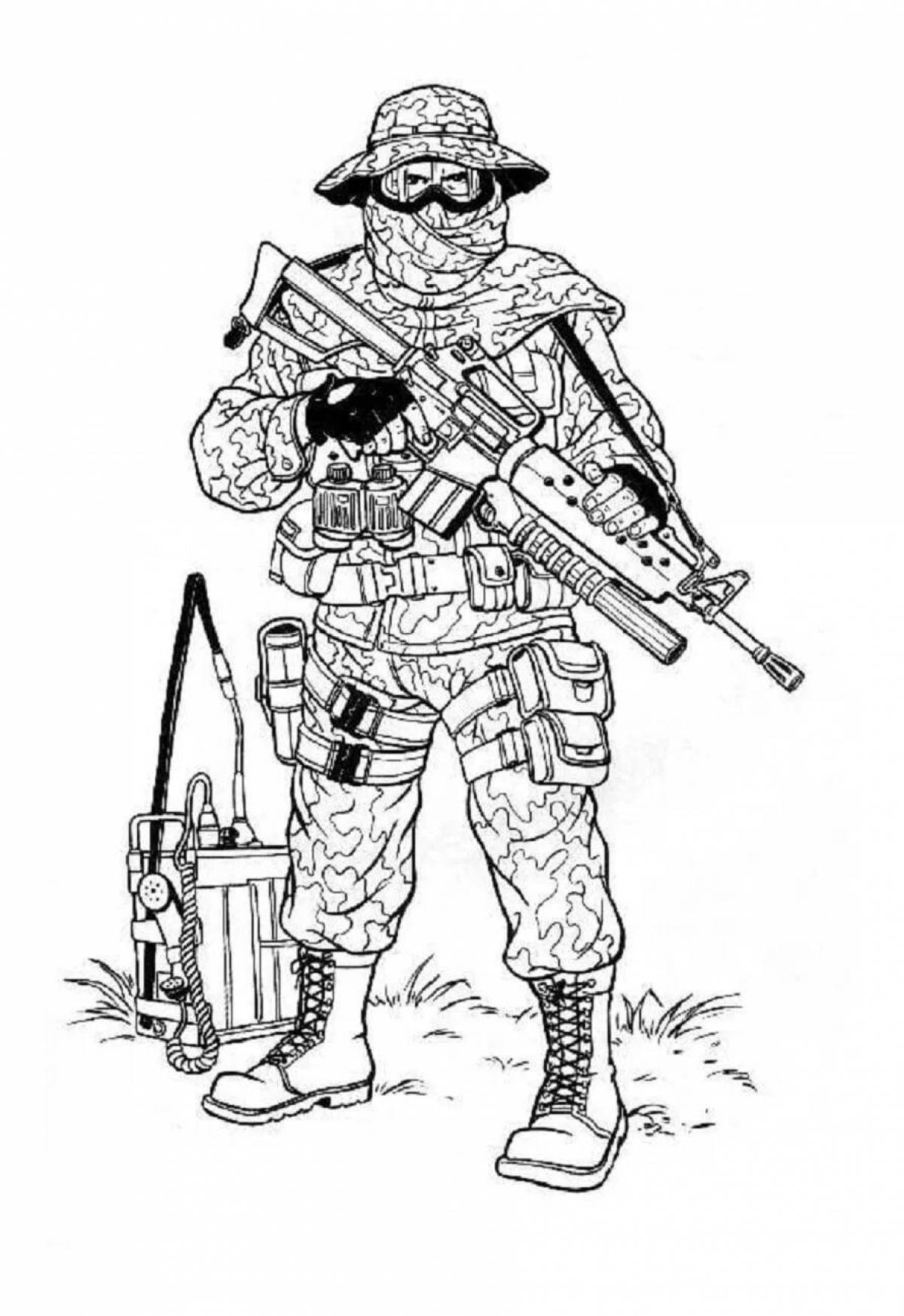 Смелый современный солдат раскраски для детей