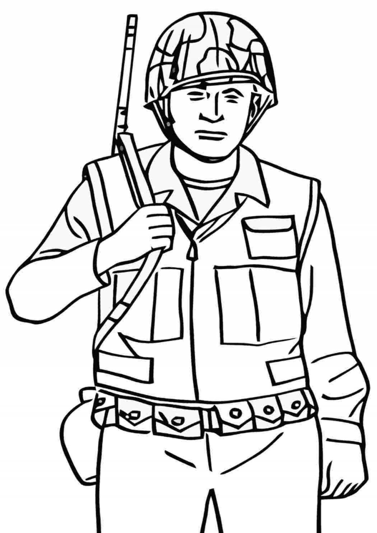 Cute modern soldier coloring pages for kids