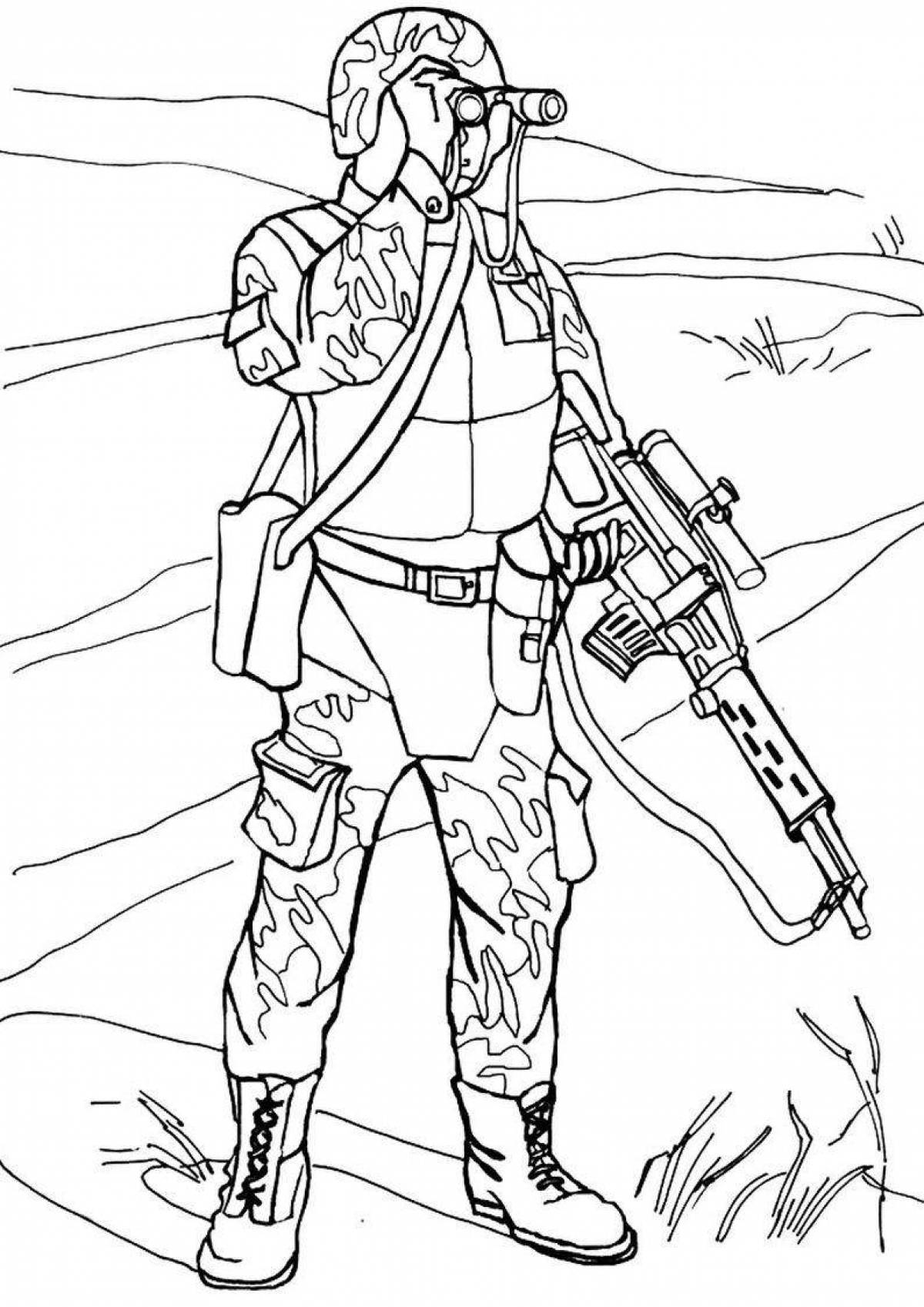 Inspiring modern soldier coloring book for kids