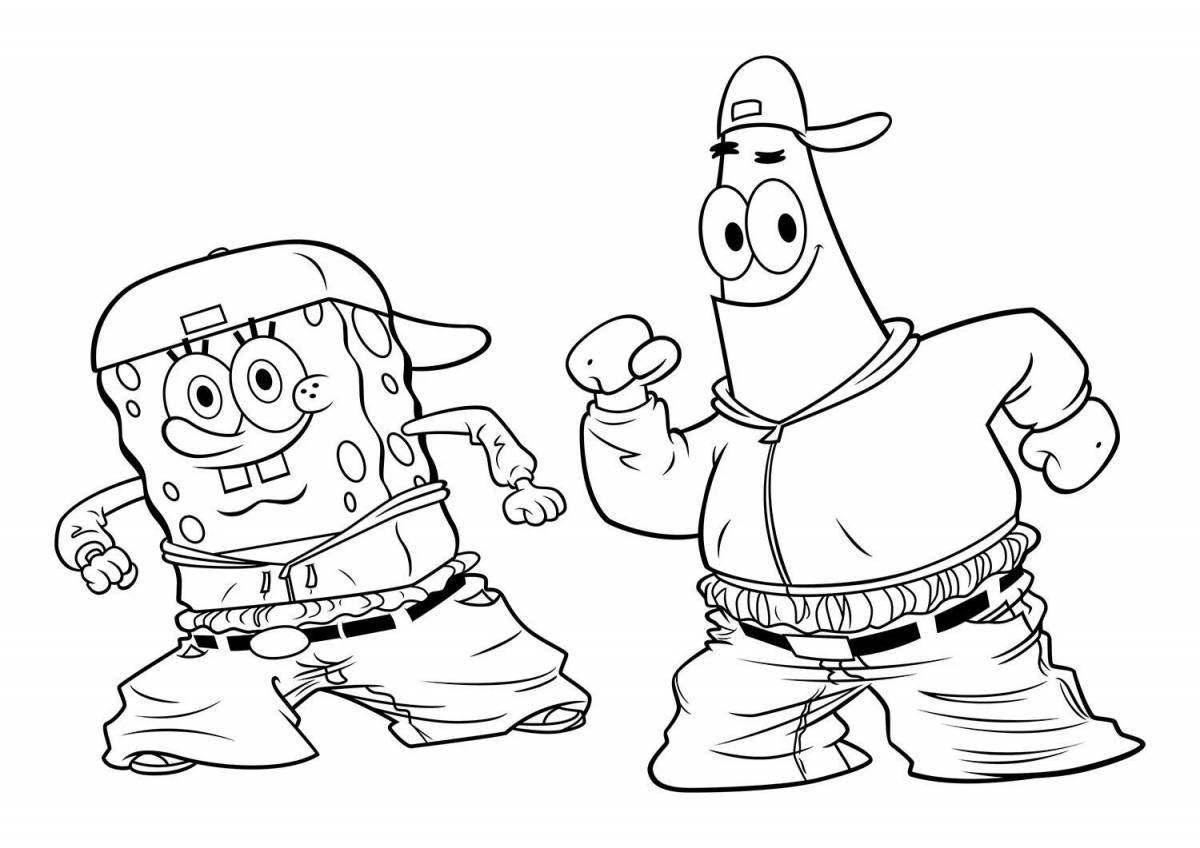 Colorful coloring spongebob all heroes