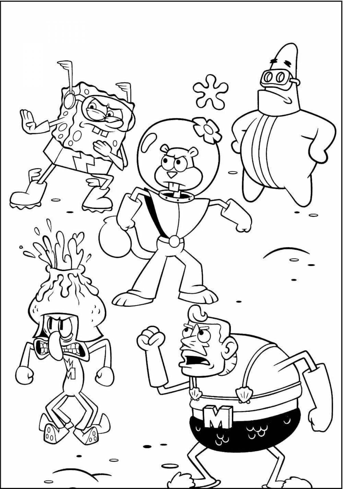 Spongebob wonderful coloring all heroes