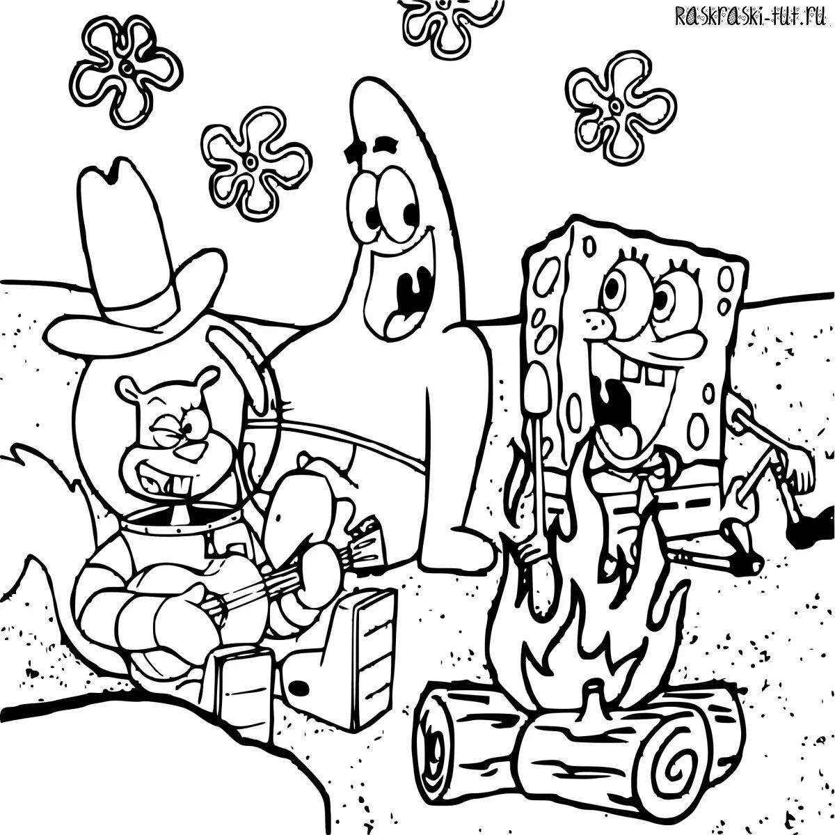 Attractive coloring spongebob all heroes