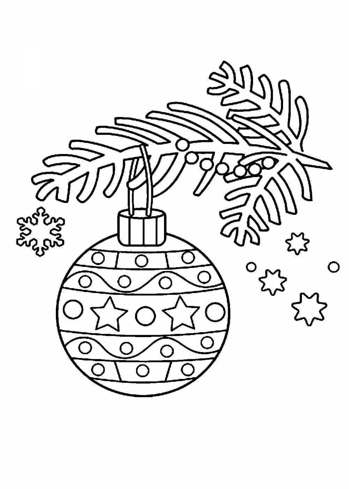Holiday coloring tree branch with toys