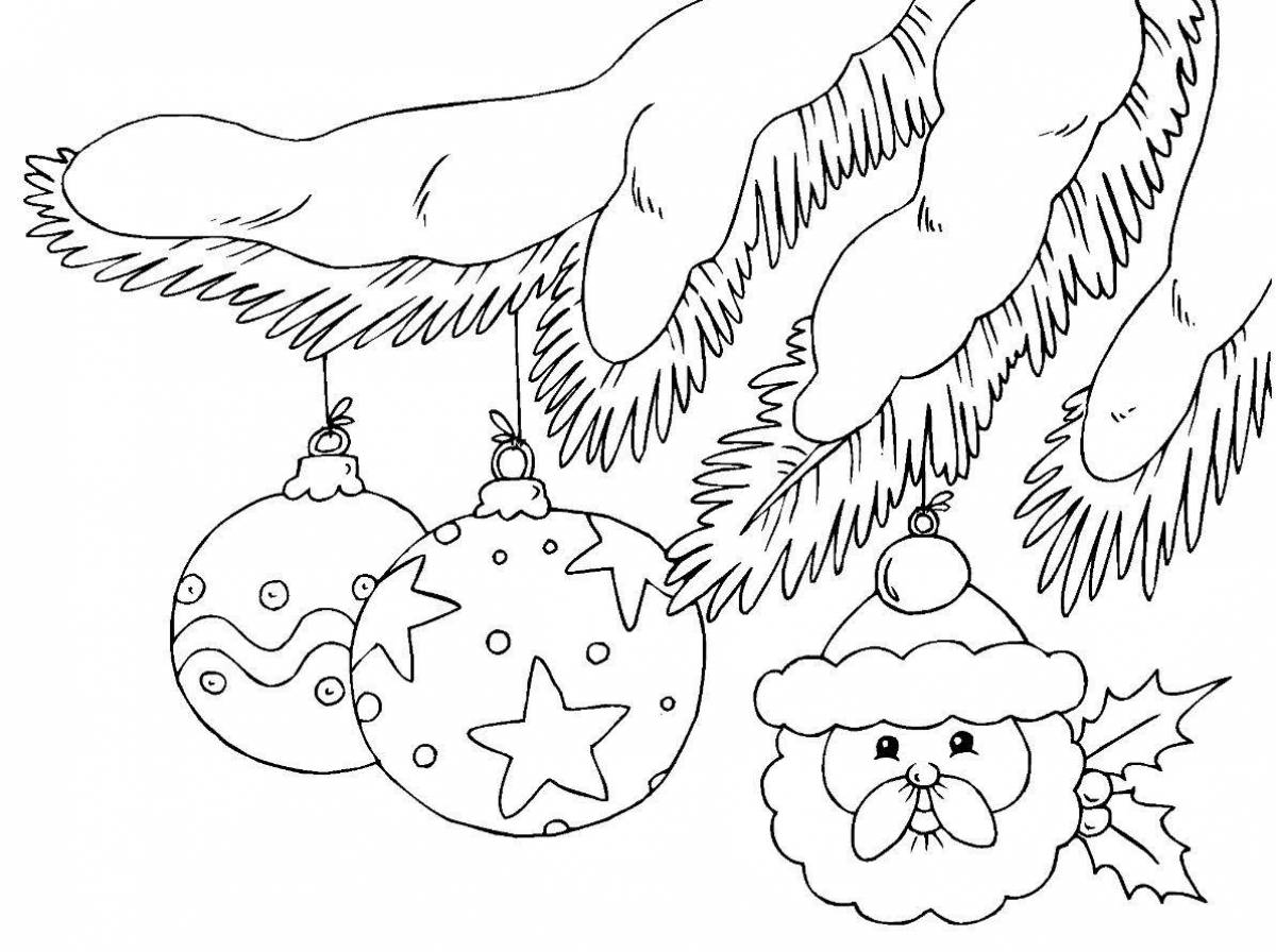 Ecstatic coloring page spruce branch with toys