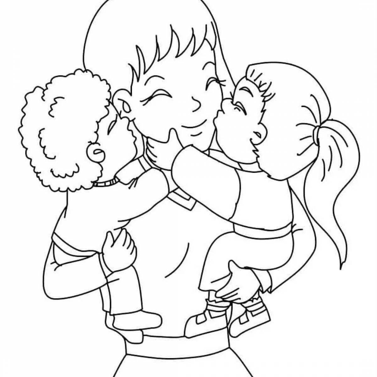 Coloring page happy hug day for kids