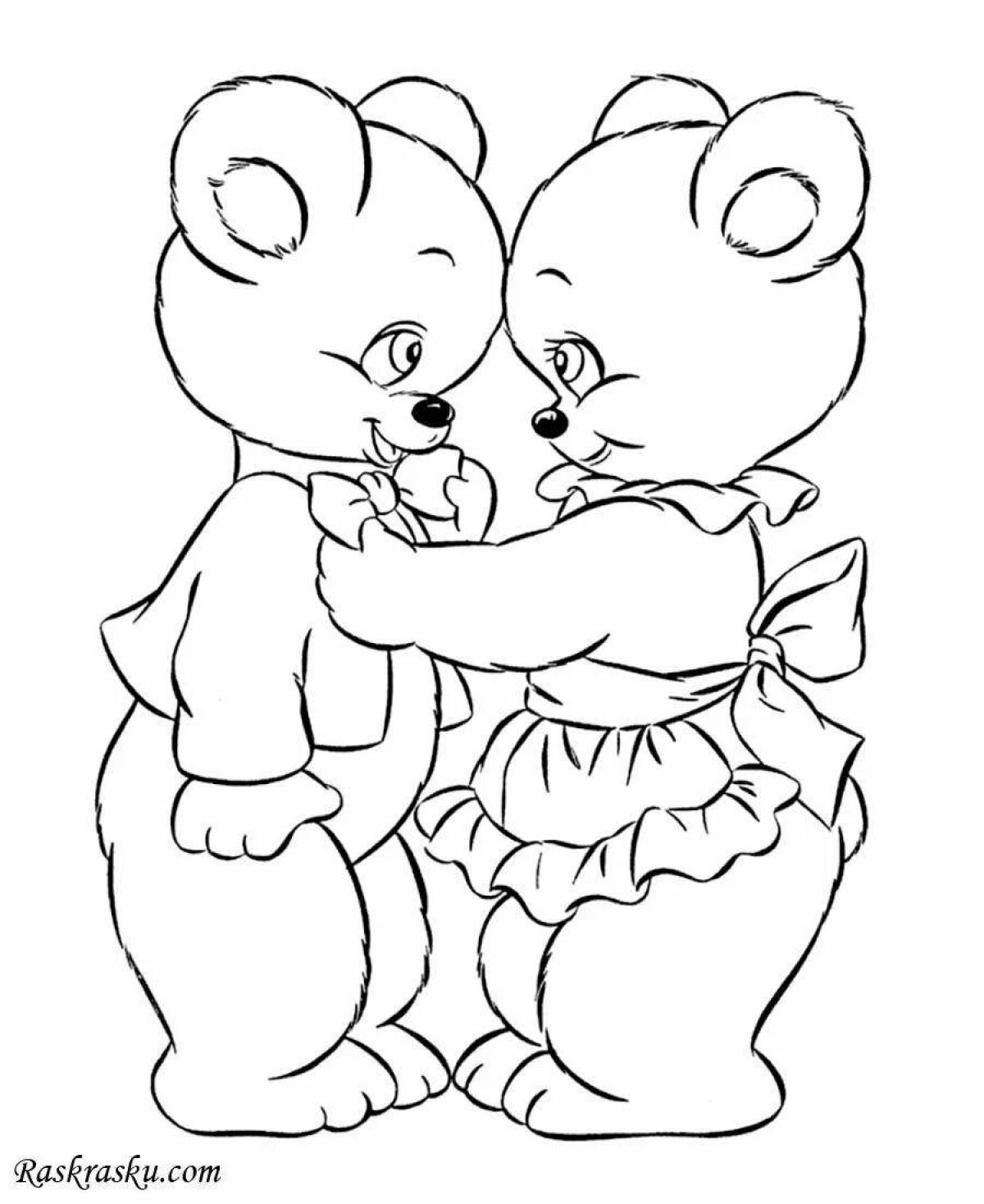 Sweet hug day coloring page for kids