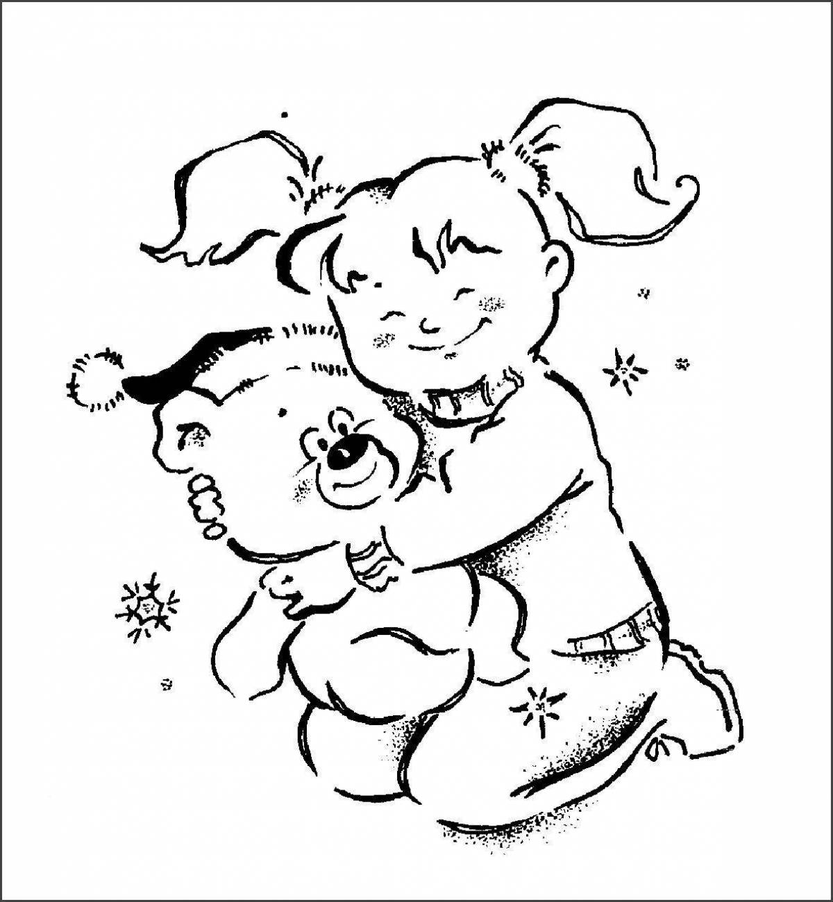 Amazing hug day coloring pages for kids