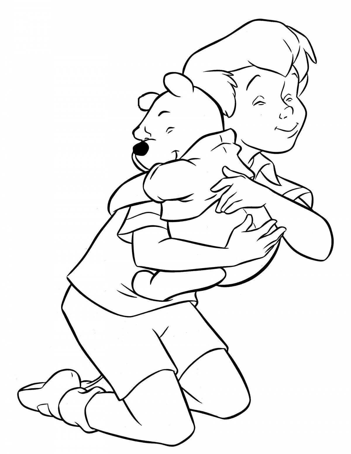Coloring book joyous hug day for kids