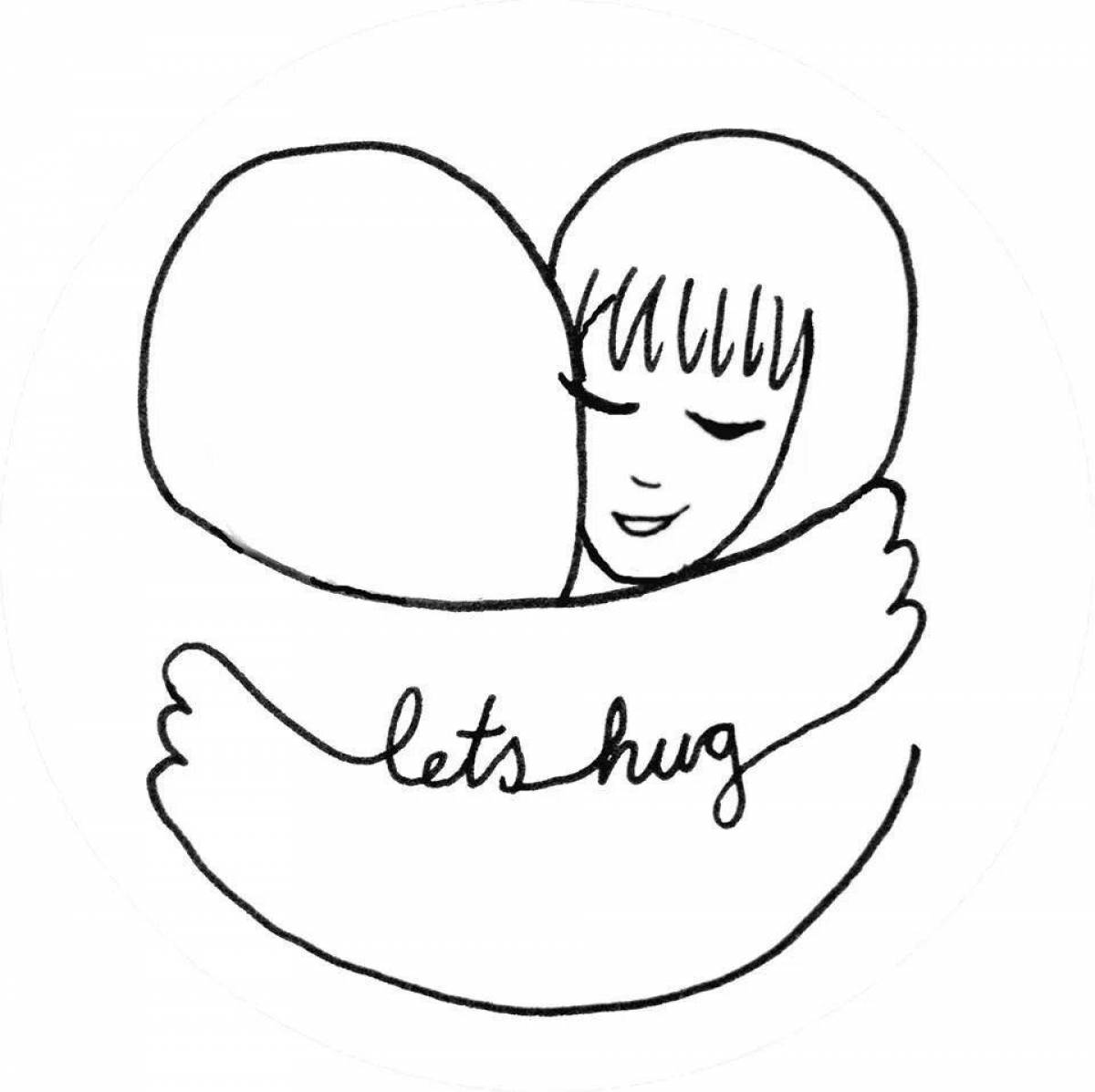 Photo Outstanding hug day coloring book for kids