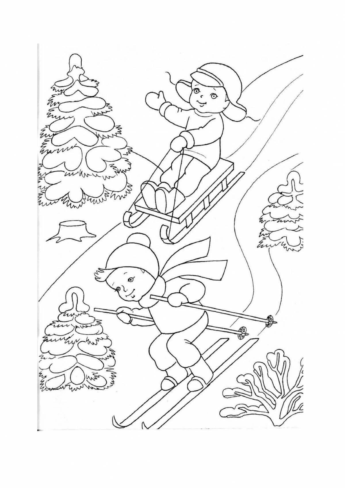 Children skiing in winter #1