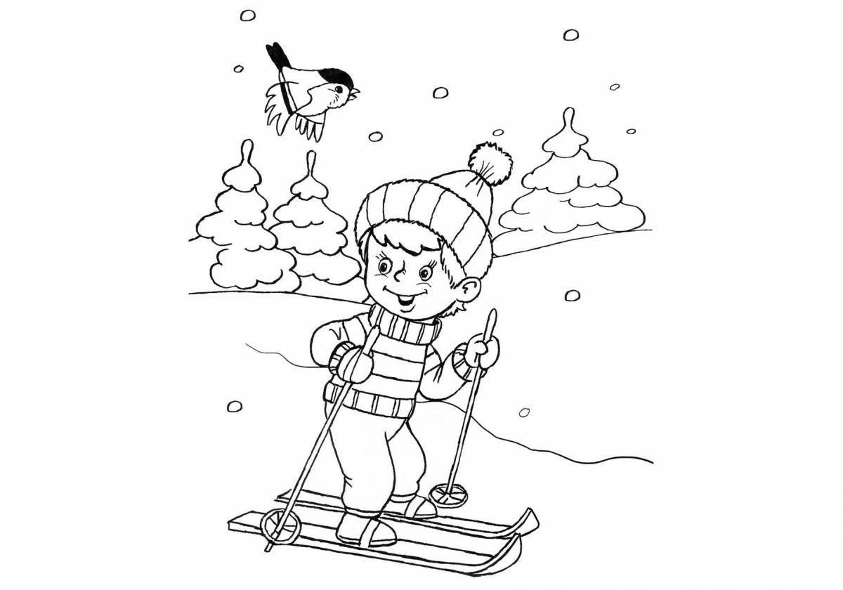 Дети на лыжах зимой #6