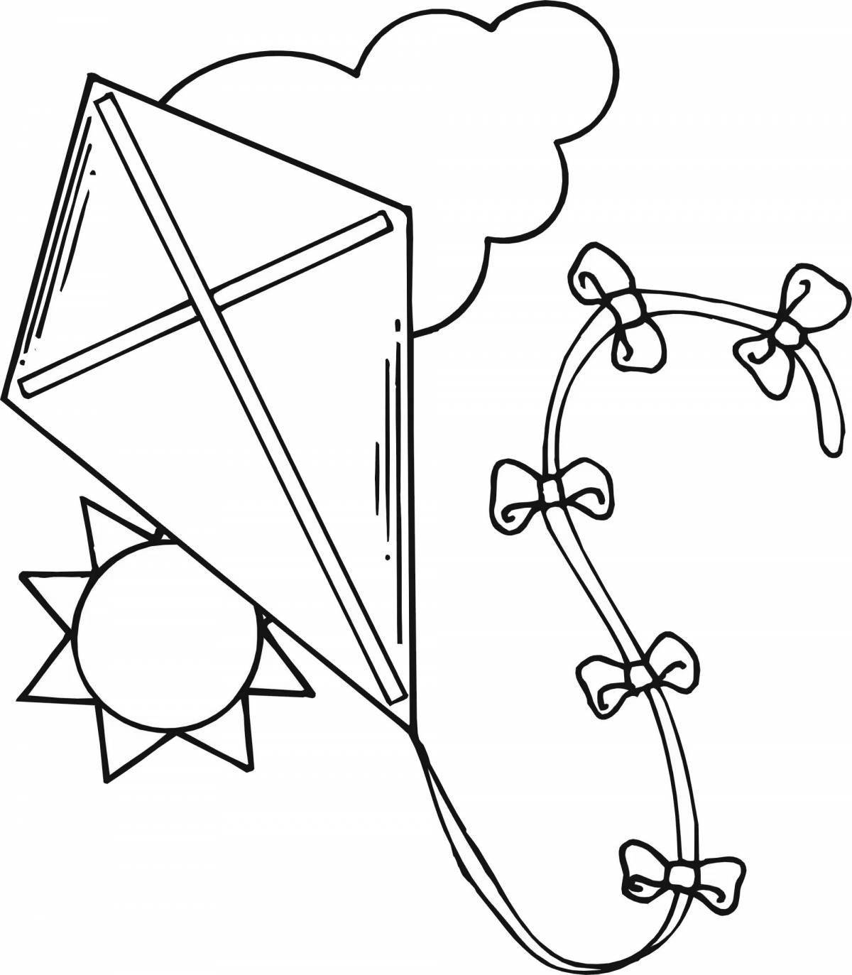Colorful kite coloring page for kids