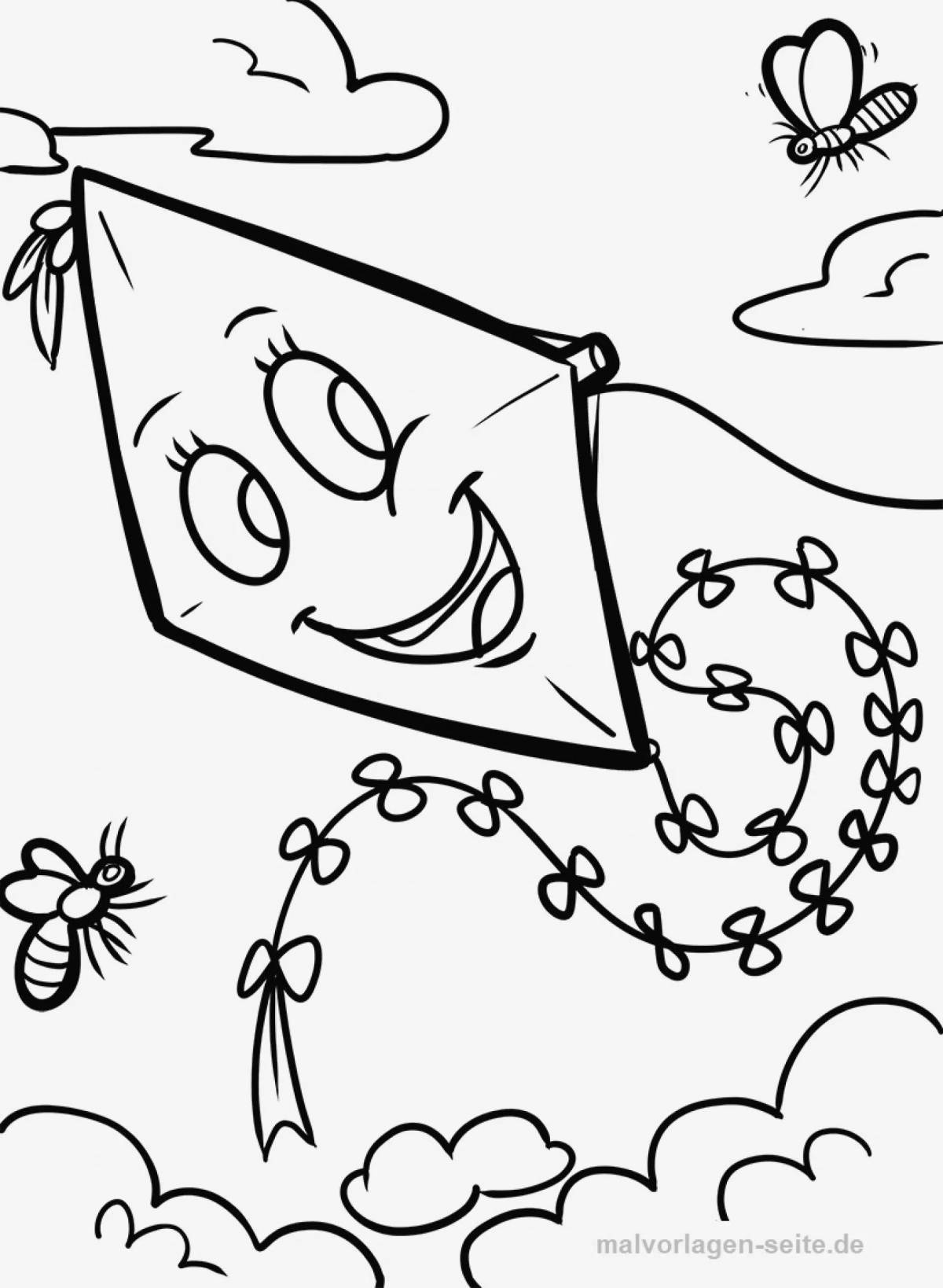 Playful kite coloring page for kids