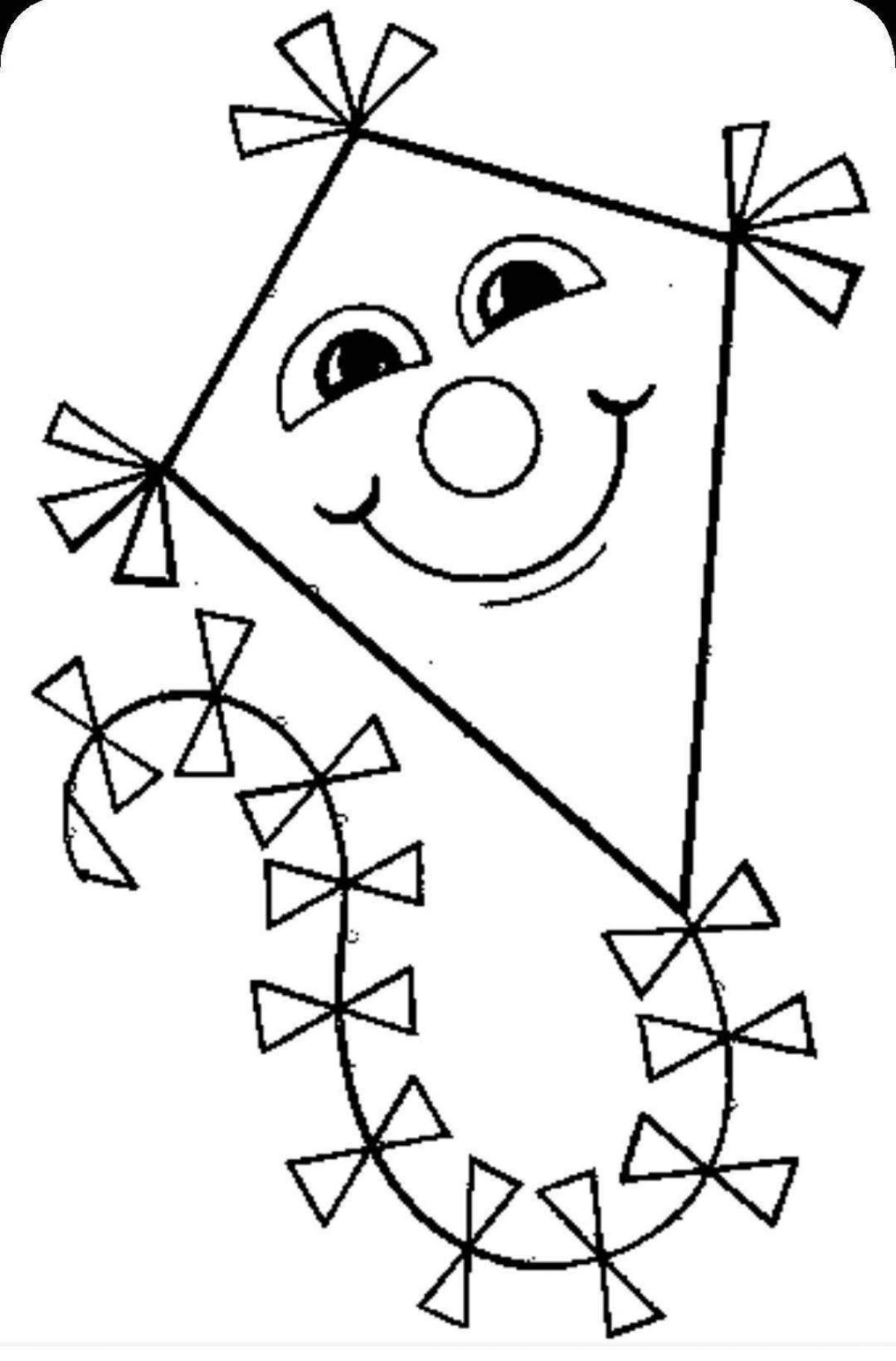 Color-explosion kite coloring page for kids