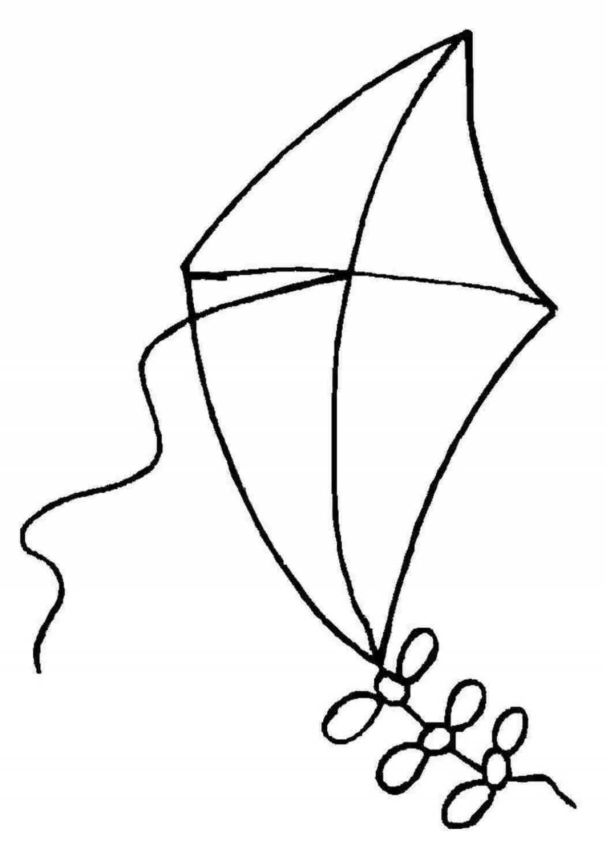 Colored kite coloring page for kids
