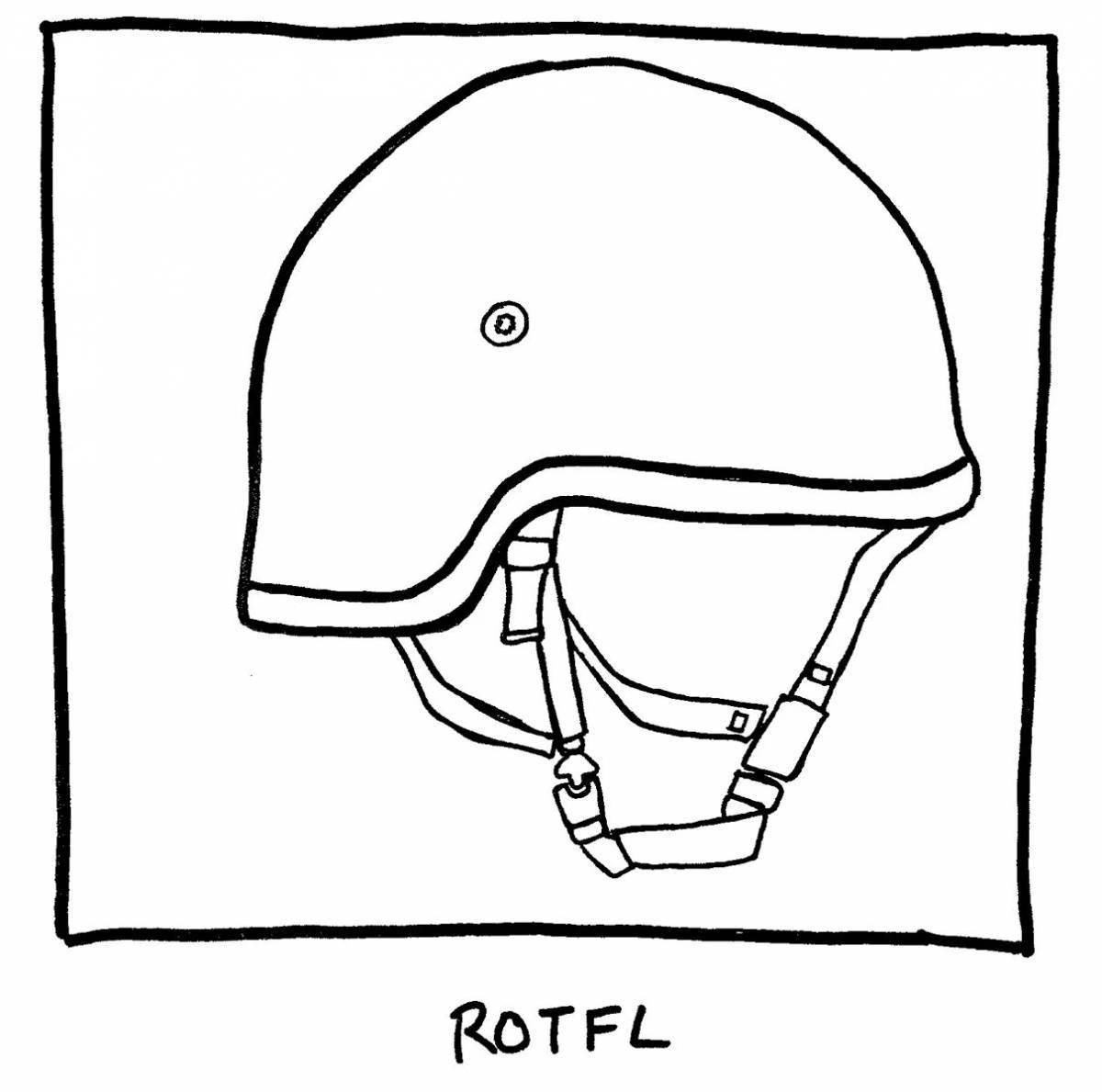 Colourful military helmet coloring book for kids