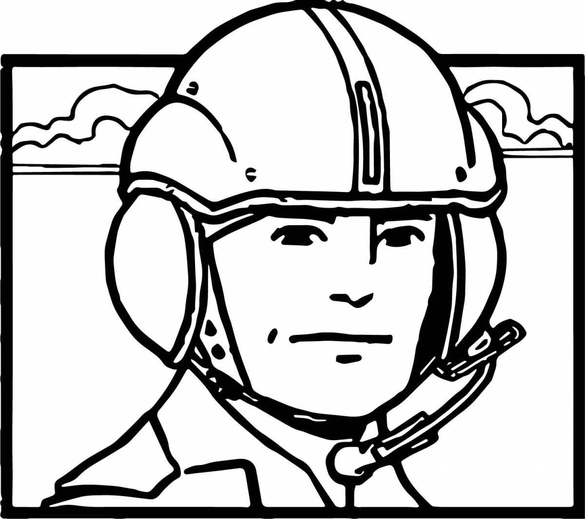 Exciting military helmet coloring page for kids